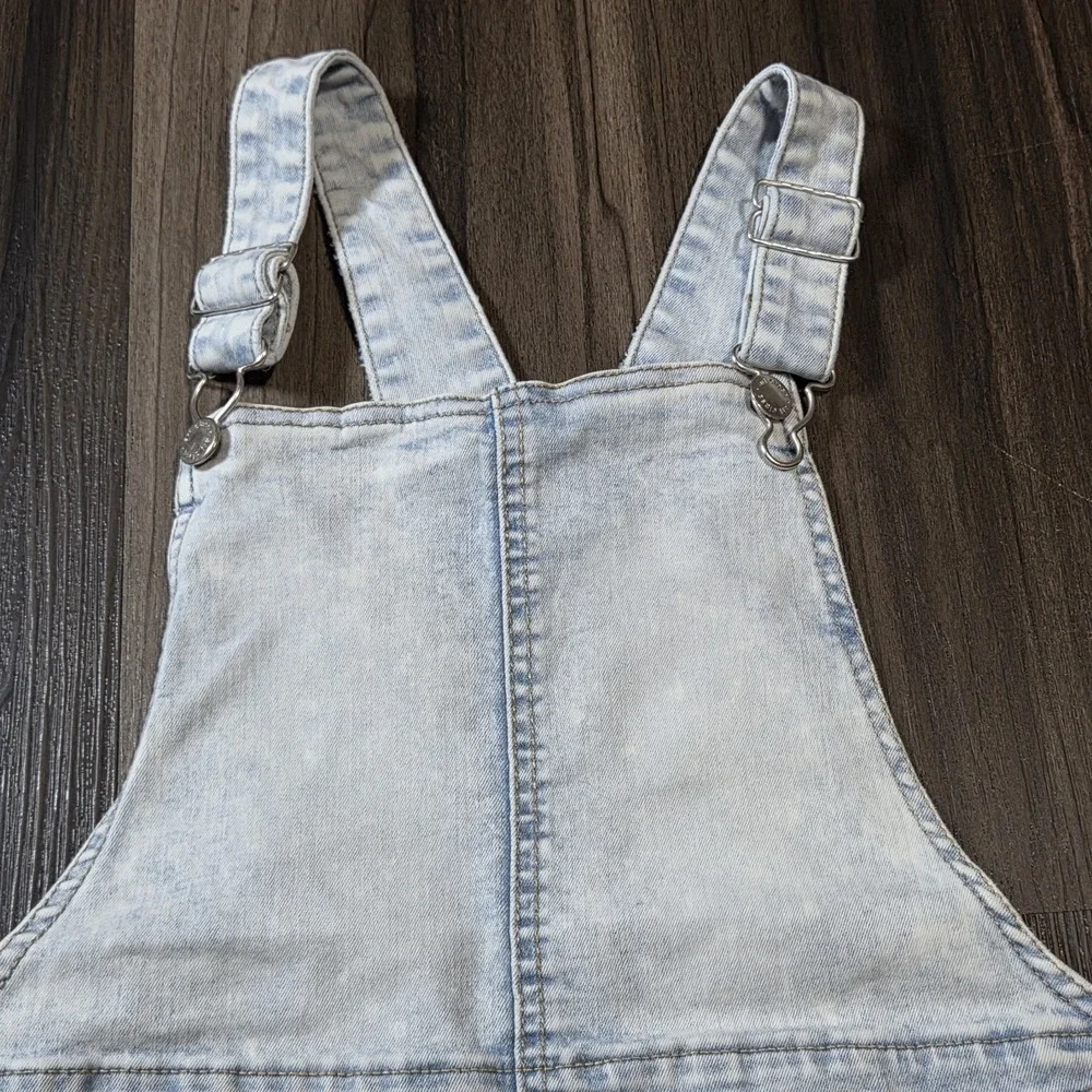 Girls Art Class Denim Overalls Jeans Dress Size Large 10-12 Light Blue Pockets